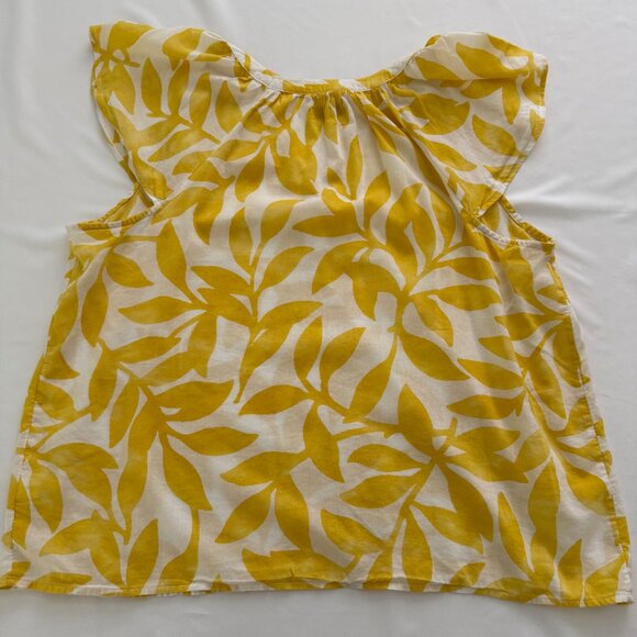 Sonoma Yellow White Floral Flutter‎ Short Sleeve Top Size XL - Picture 2 of 8